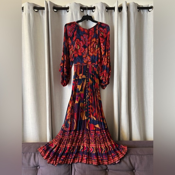 FARM Rio Red Blue Abstract Patches Maxi Dress - Picture 6 of 12